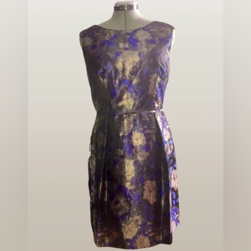 Donna Ricco Blue and Gold Floral Dress